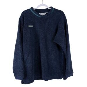 Vintage Columbia Fleece‎ Sweater Mens Medium Navy Blue Made In USA Sherpa